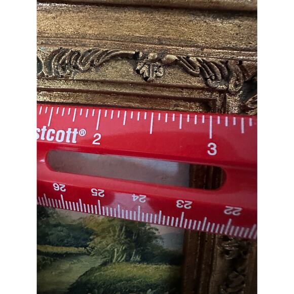 2 Vintage Miniature Framed Oil Paintings Landscape 10x9” gold ornate frame set - Picture 9 of 12